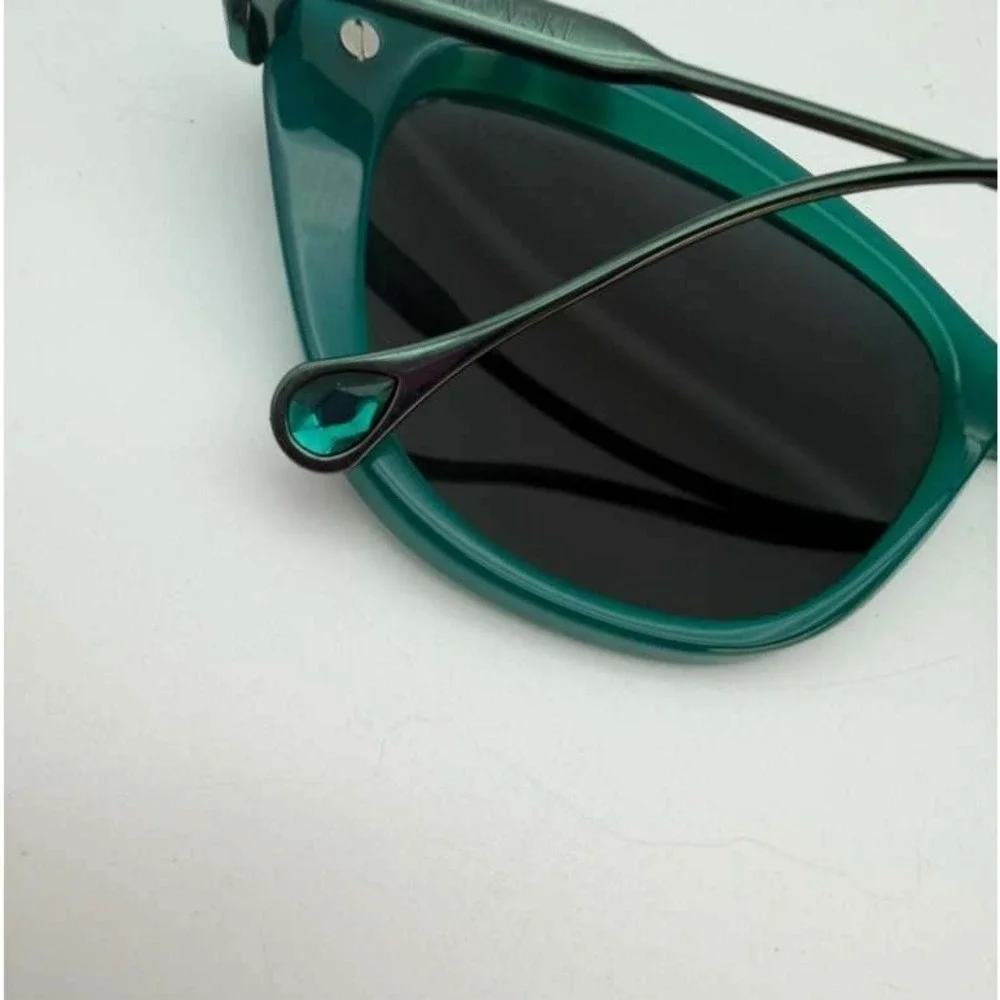 Swarovski Cat‎ Eye Sunglasses Green Crystal Embellished Frame Authentic Luxury